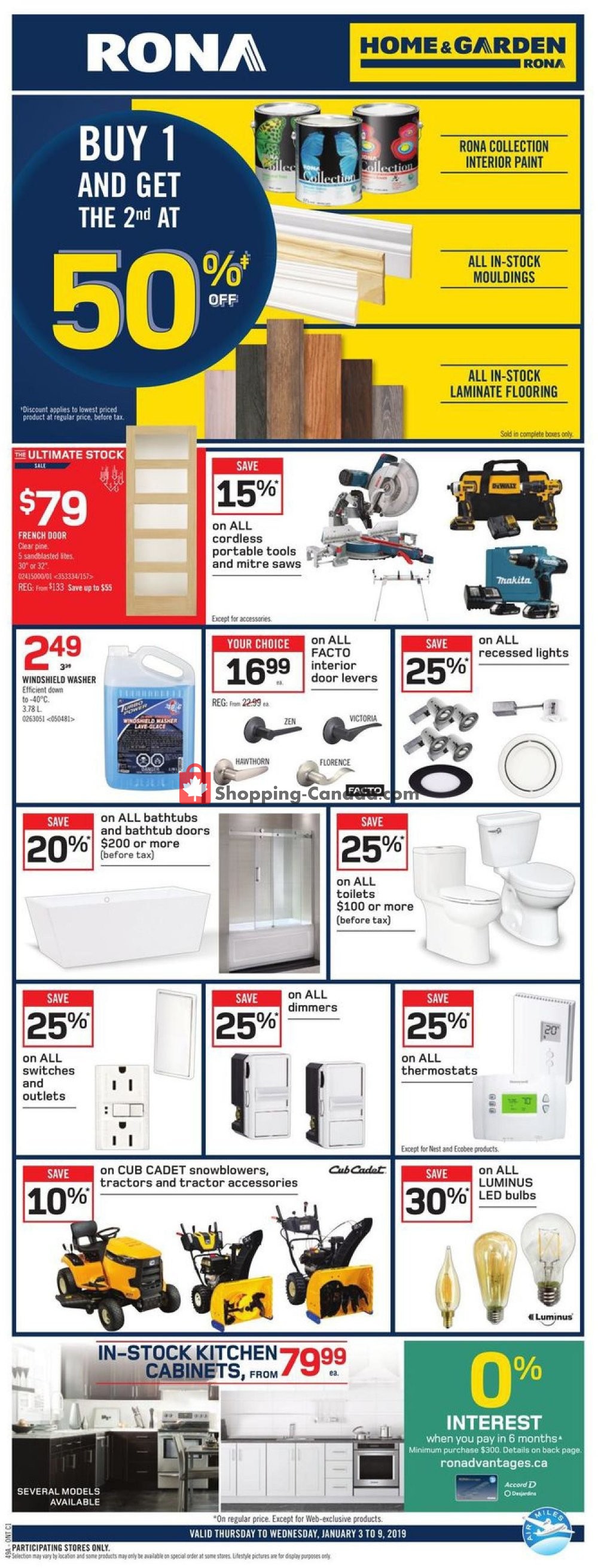 Rona flyer from Thursday January 3, 2019 to Wednesday January 9, 2019 - page 1