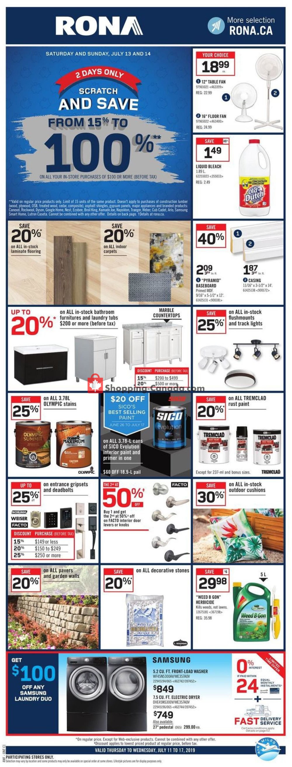 Rona flyer from Thursday July 11, 2019 to Wednesday July 17, 2019 - page 1