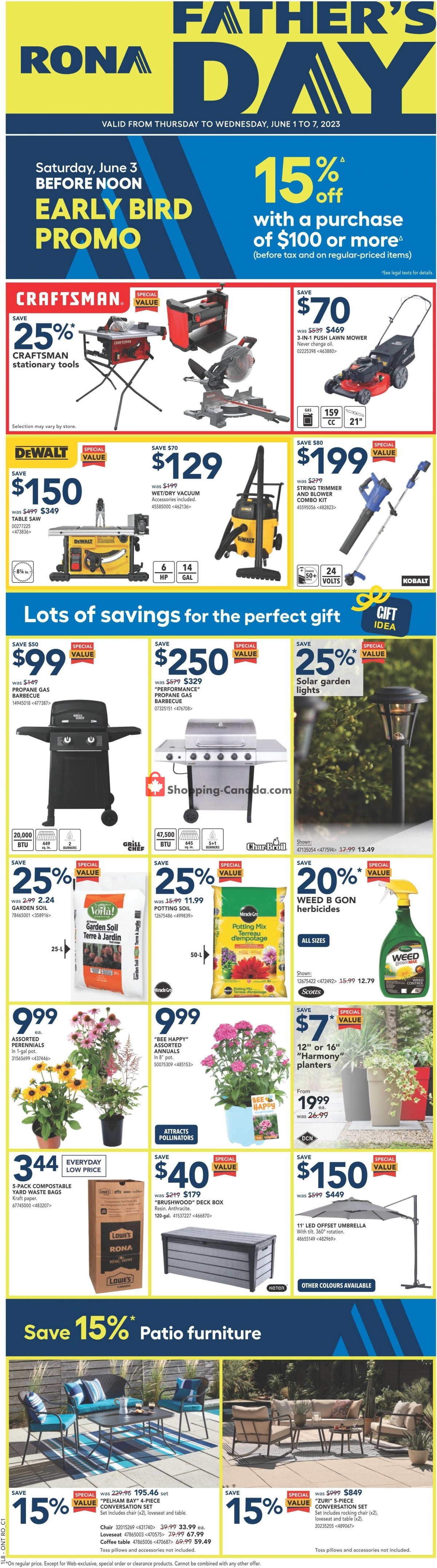 Rona Canada, flyer (Special Offer ON) June 1 June 7, 2023 Shopping Canada