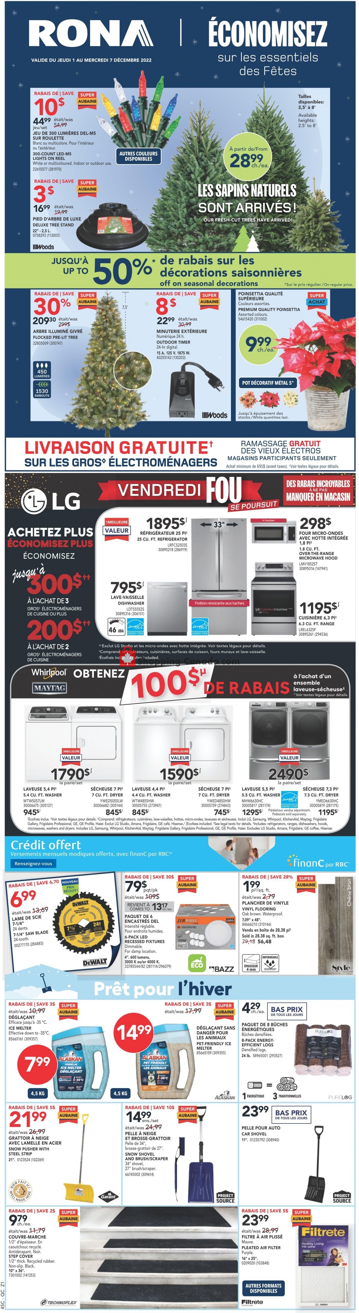 Rona Canada, flyer (Special Offer QC) December 1 December 7