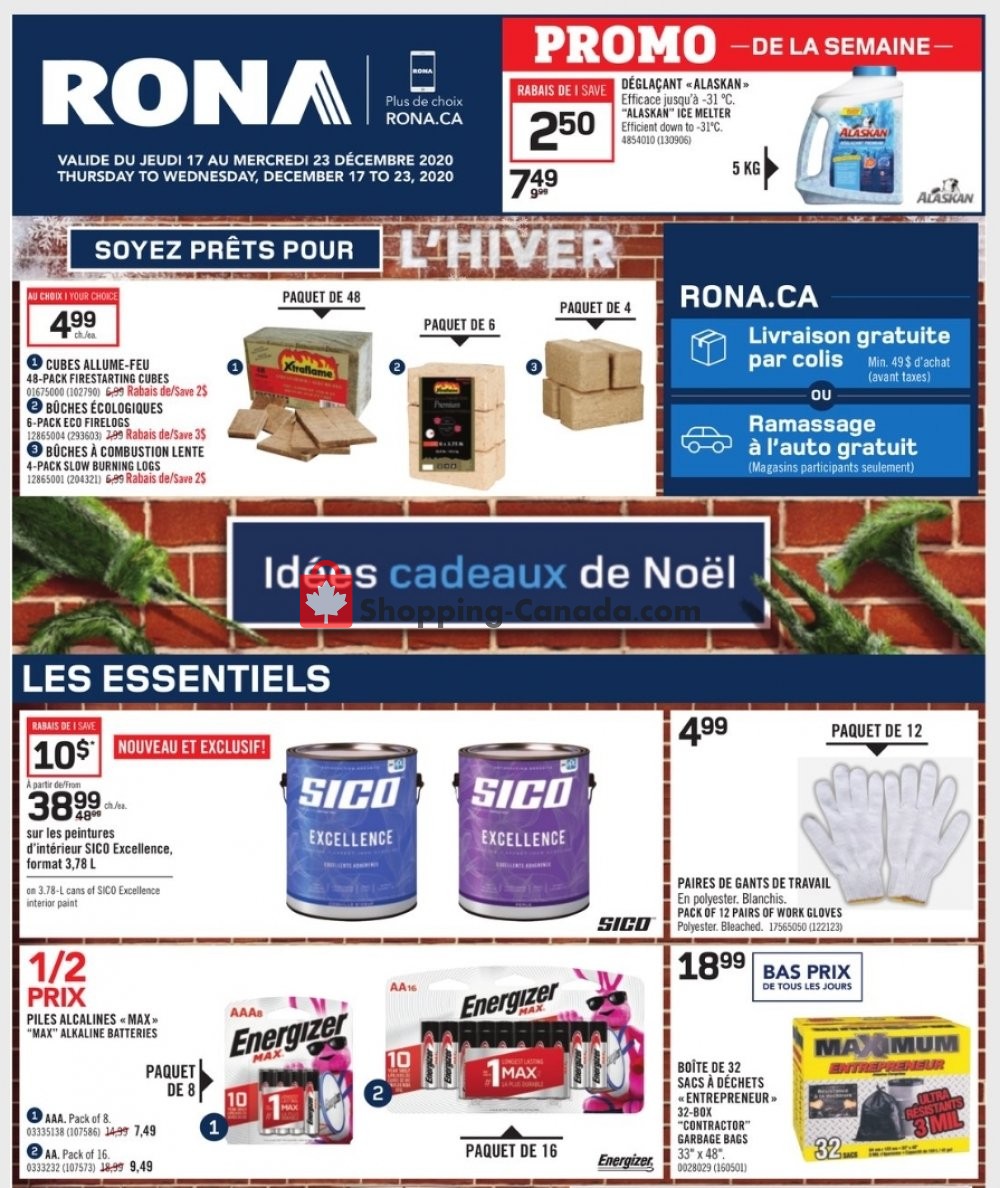 Rona Canada, flyer (Special Offer QC) December 17 December 23