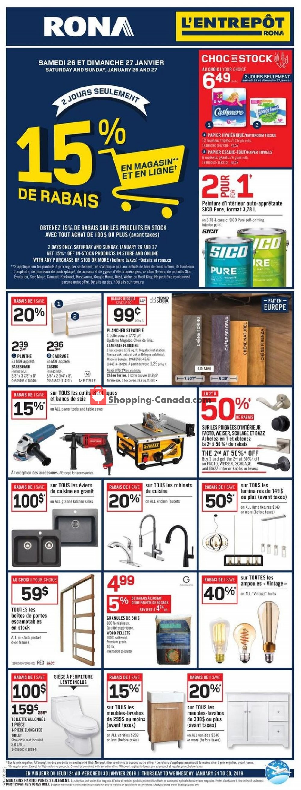 Rona flyer from Thursday January 24, 2019 to Wednesday January 30, 2019 - page 1