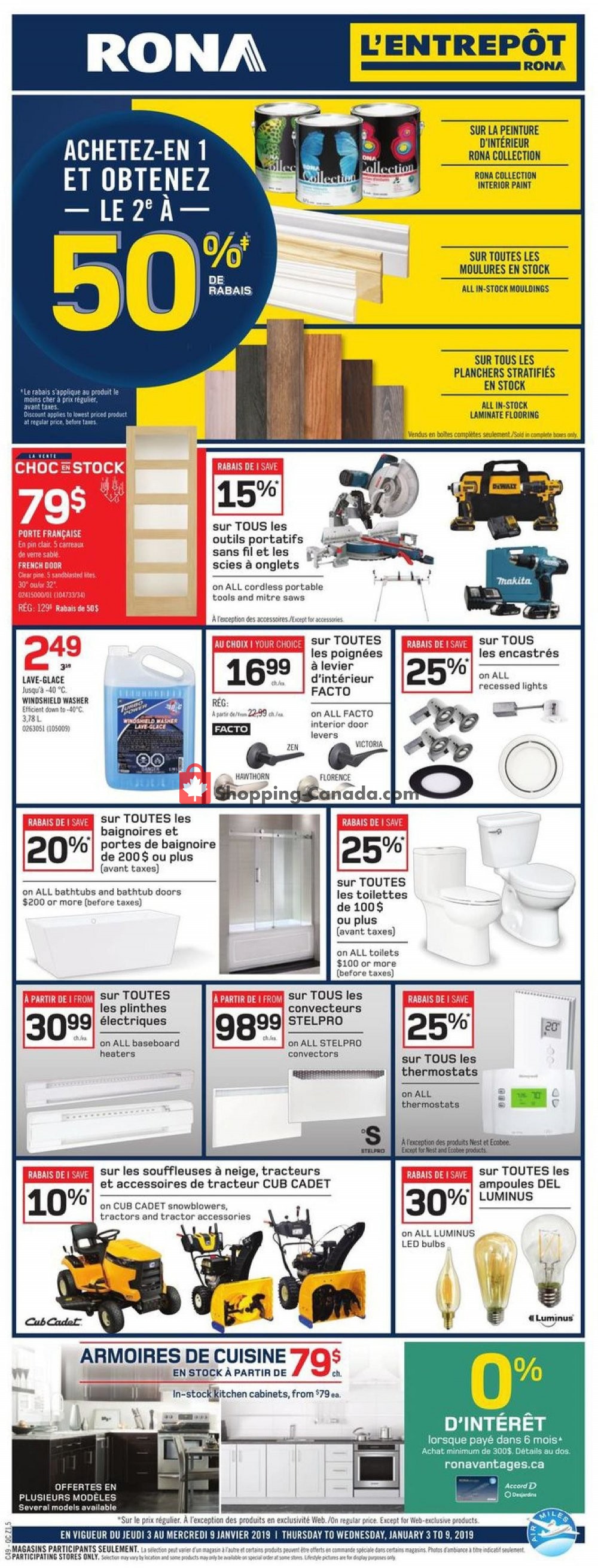 Rona flyer from Thursday January 3, 2019 to Wednesday January 9, 2019 - page 1