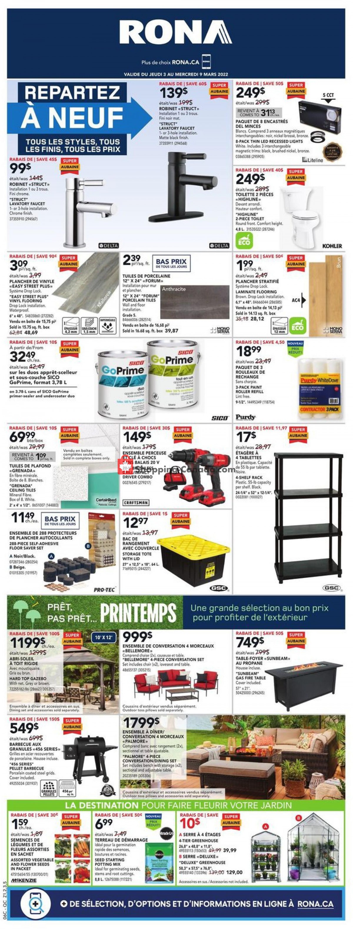 Rona Canada, flyer (Special Offer QC) March 3 March 9, 2022