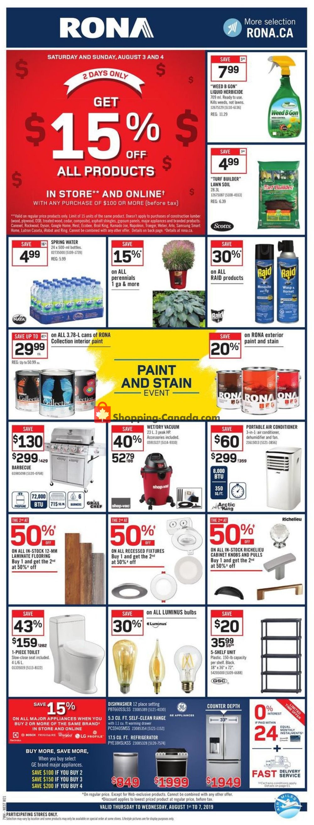 Rona flyer from Thursday August 1, 2019 to Wednesday August 7, 2019 - page 1
