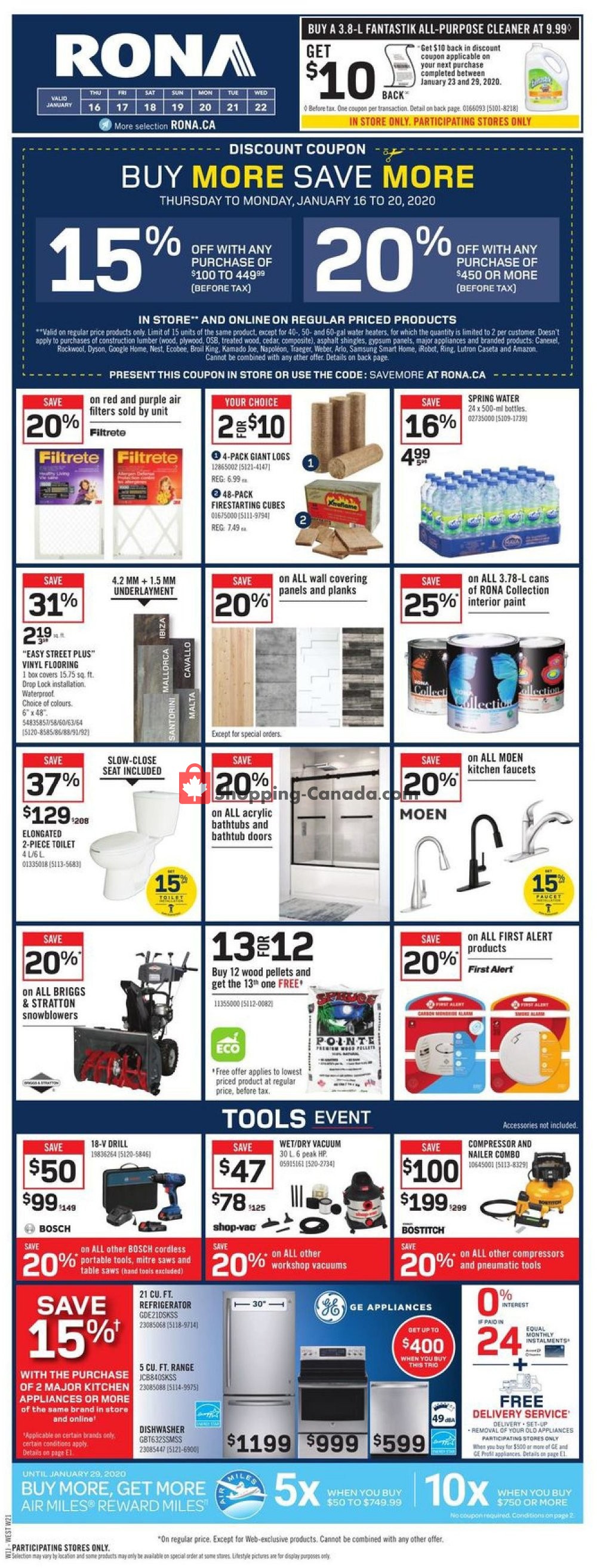 Rona flyer from Thursday January 16, 2020 to Wednesday January 22, 2020 - page 1