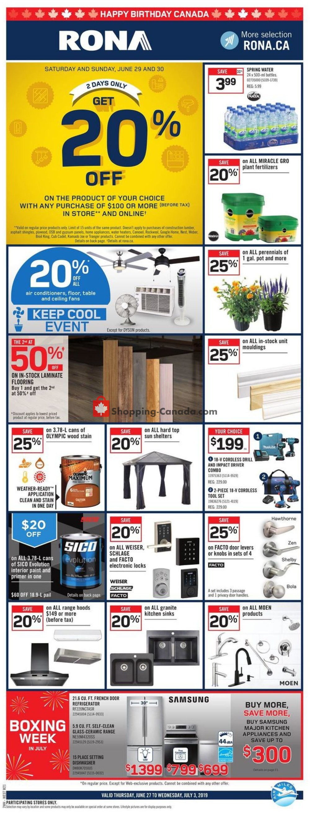 Rona flyer from Thursday June 27, 2019 to Wednesday July 3, 2019 - page 1