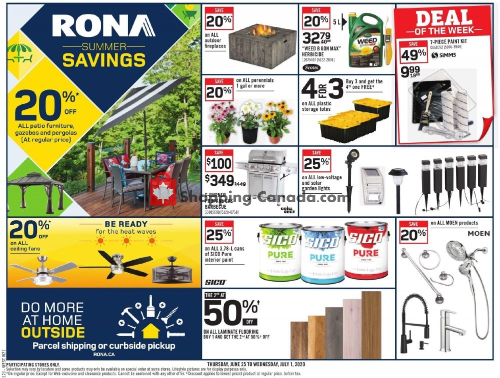 Rona Canada, flyer (Summer Savings West) June 25 July 1, 2020