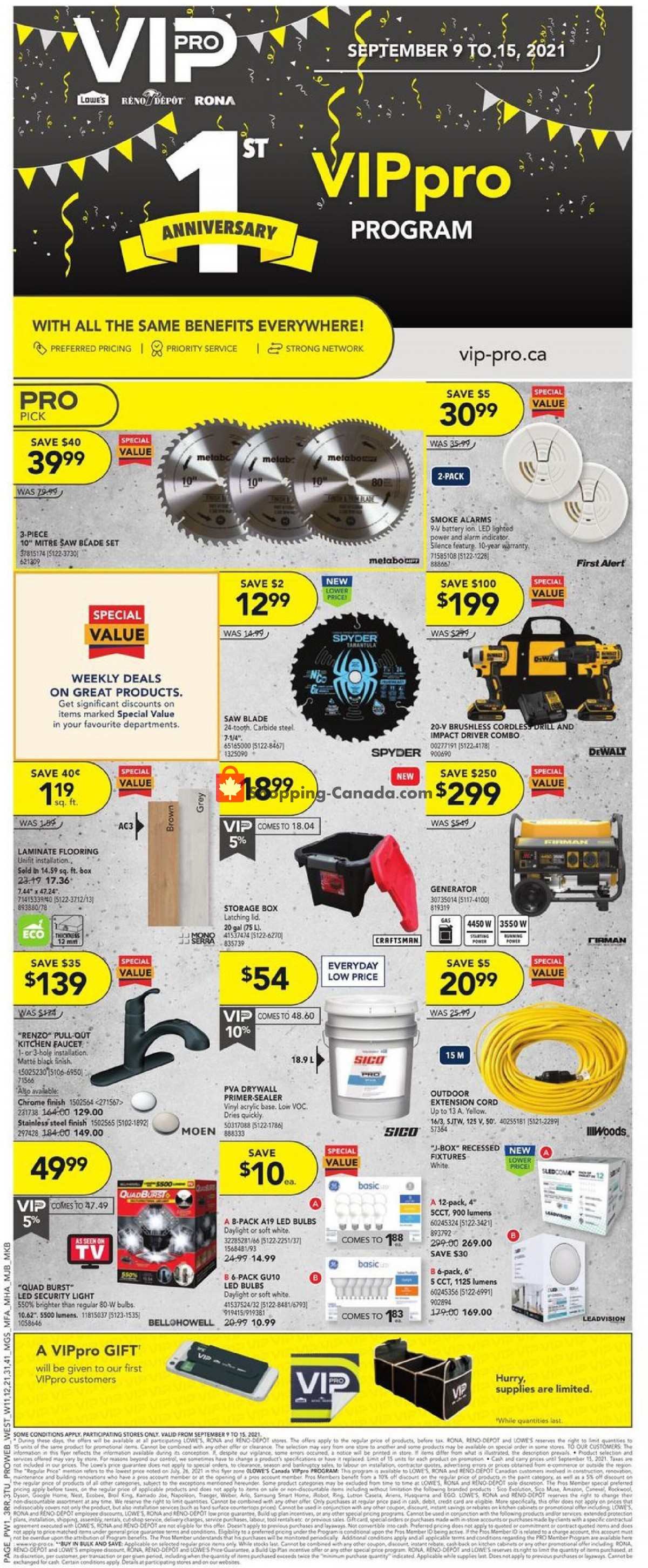 Rona flyer from Thursday September 9, 2021 to Wednesday September 15, 2021 - page 1