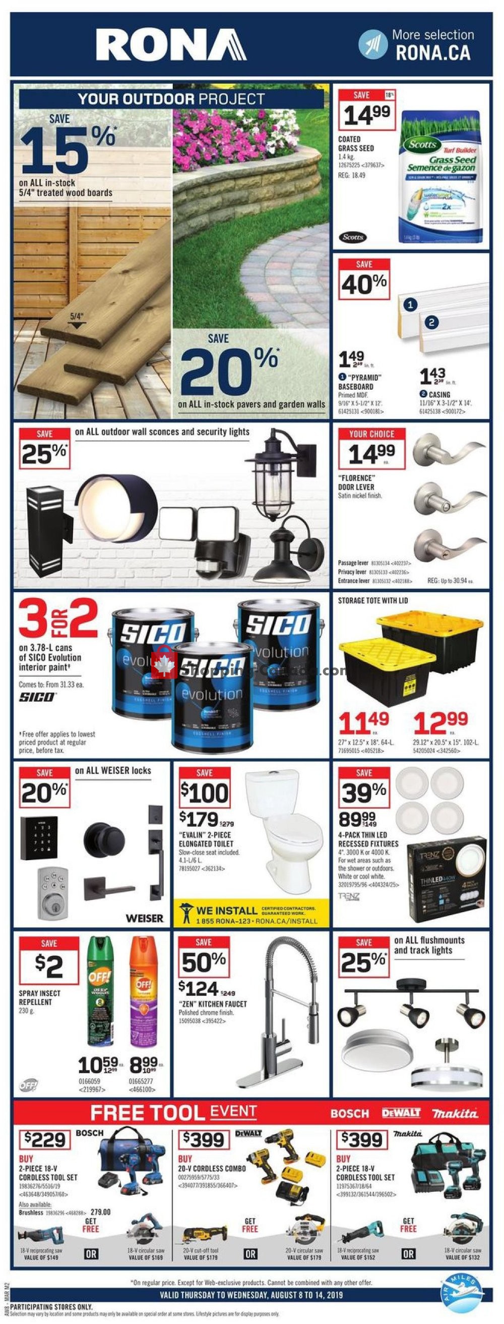 Rona flyer from Thursday August 8, 2019 to Wednesday August 14, 2019 - page 1