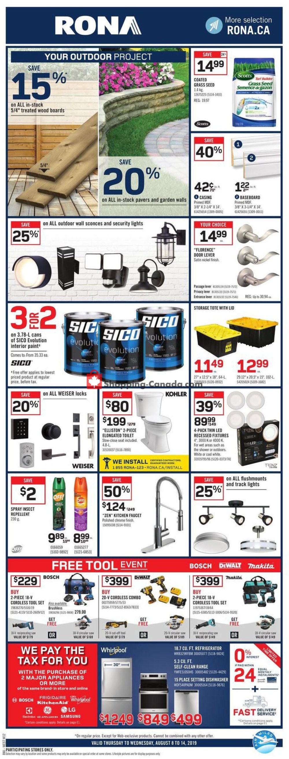 Rona flyer from Thursday August 8, 2019 to Wednesday August 14, 2019 - page 1