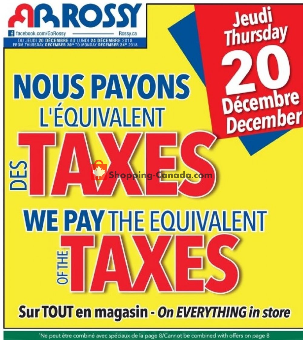 Rossy flyer from Thursday December 20, 2018 to Monday December 24, 2018 - page 1
