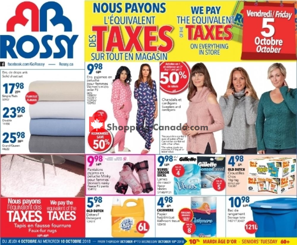 Rossy flyer from Thursday October 4, 2018 to Wednesday October 10, 2018 - page 1