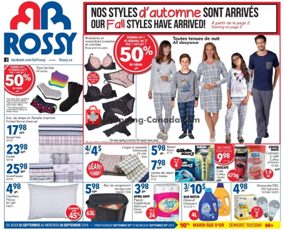 Rossy flyer from Thursday September 20, 2018 to Wednesday September 26, 2018 - page 1