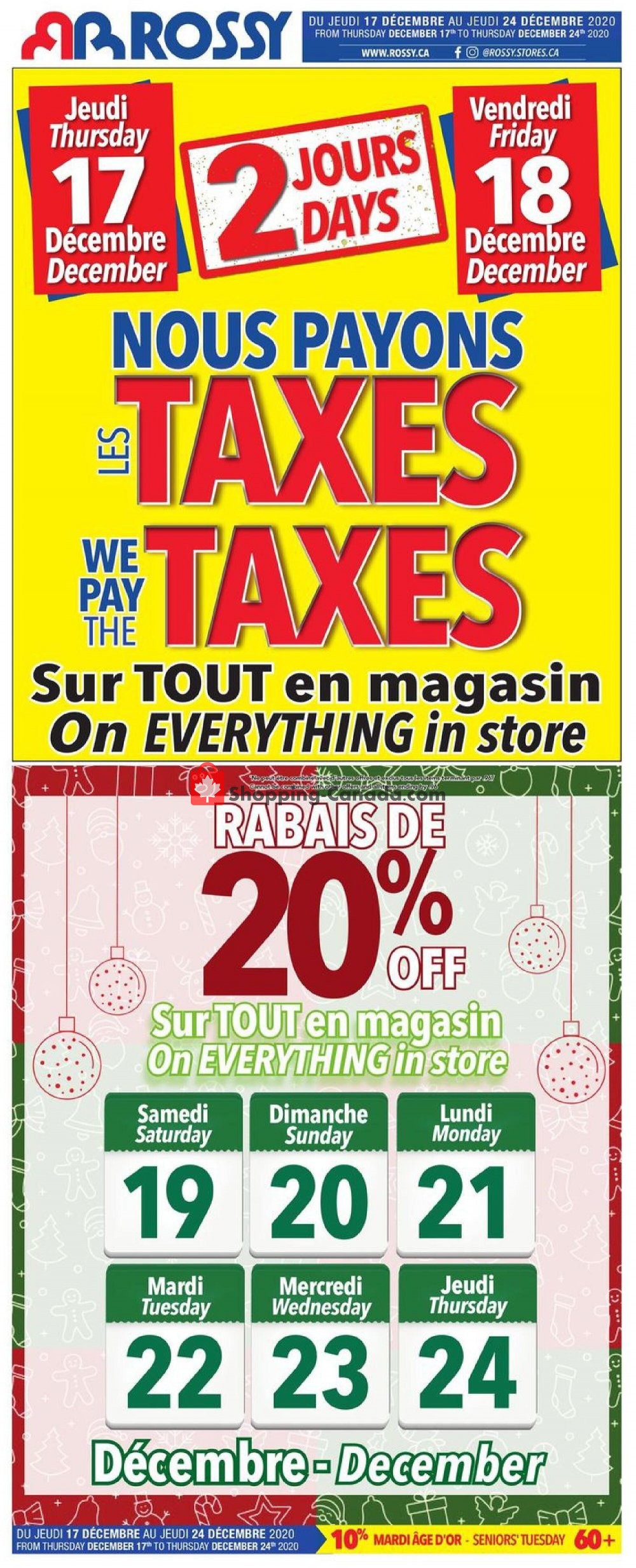 Rossy flyer from Thursday December 17, 2020 to Thursday December 24, 2020 - page 1