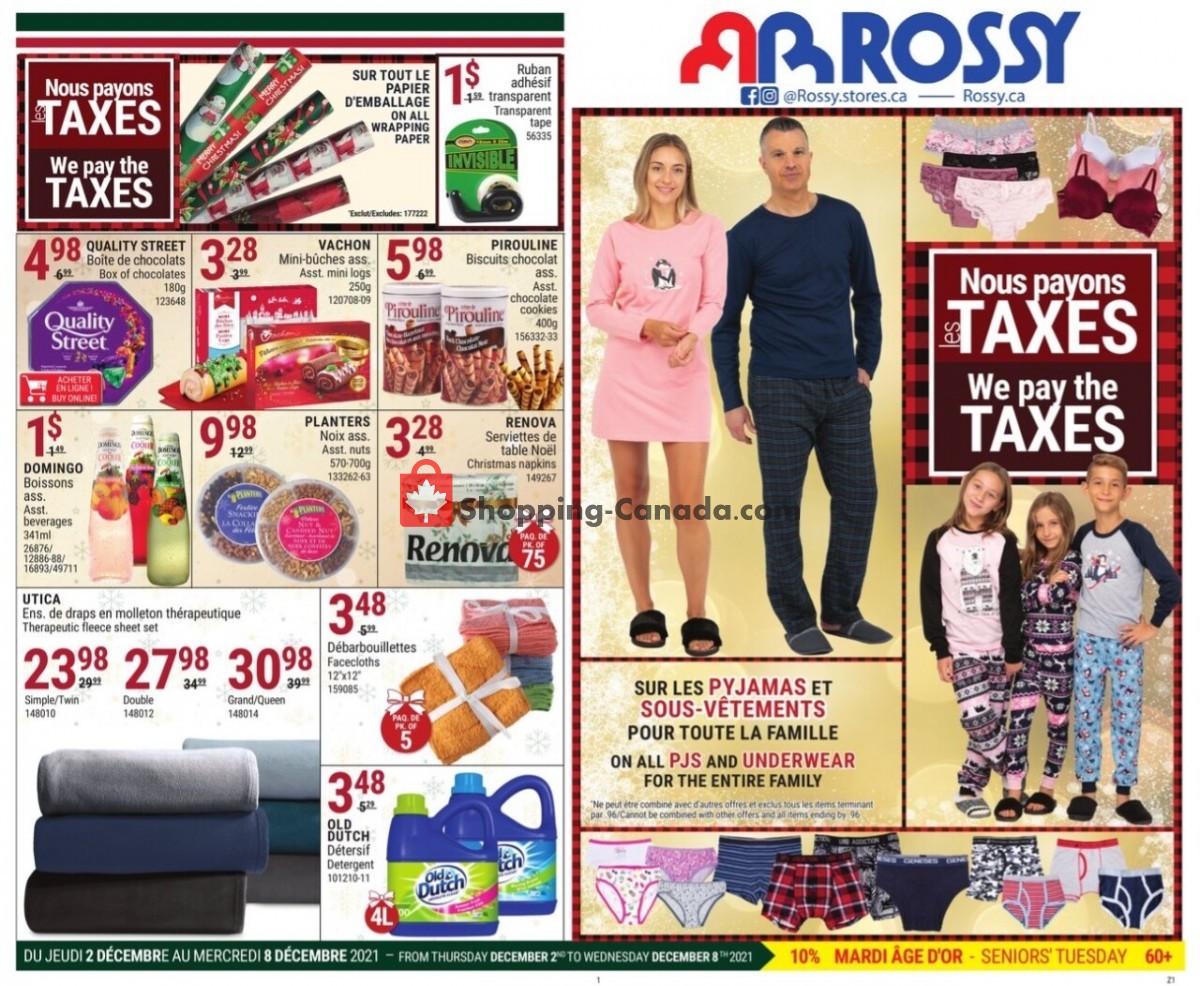 Rossy flyer from Thursday December 2, 2021 to Wednesday December 8, 2021 - page 1