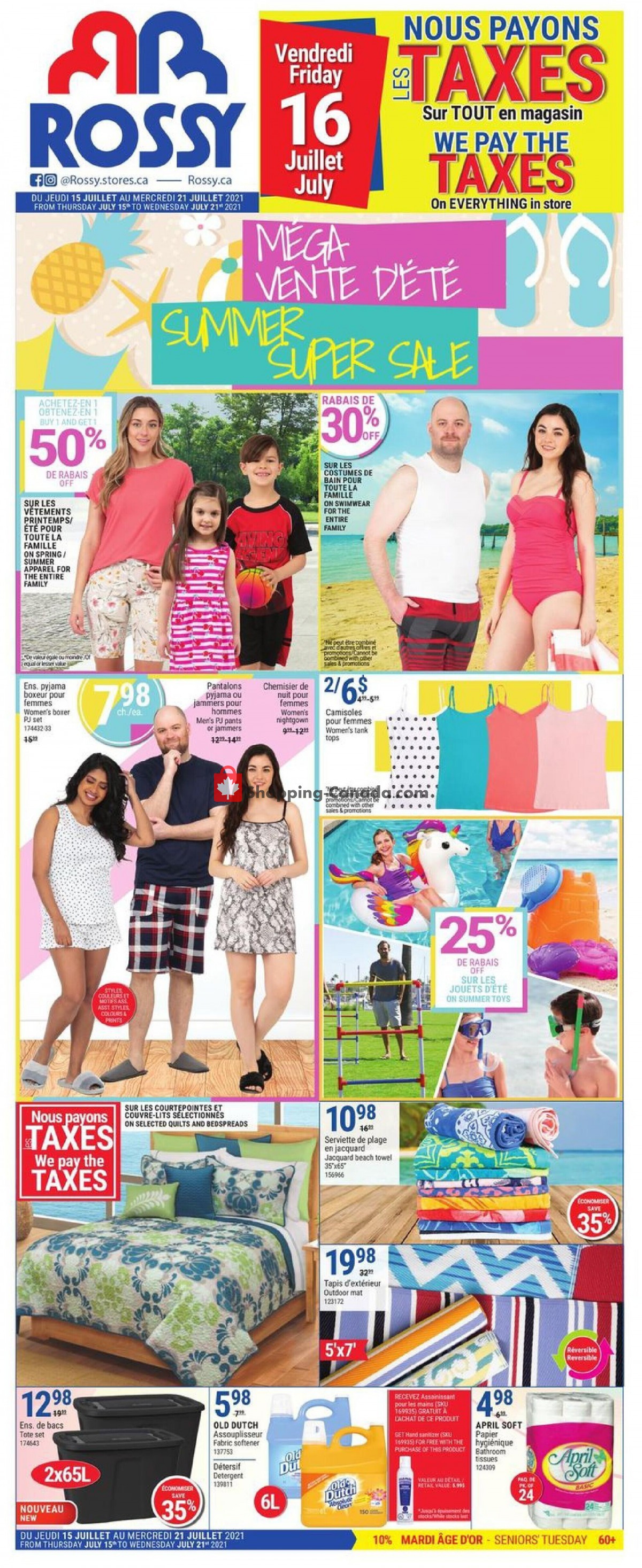 Rossy flyer from Thursday July 15, 2021 to Wednesday July 21, 2021 - page 1