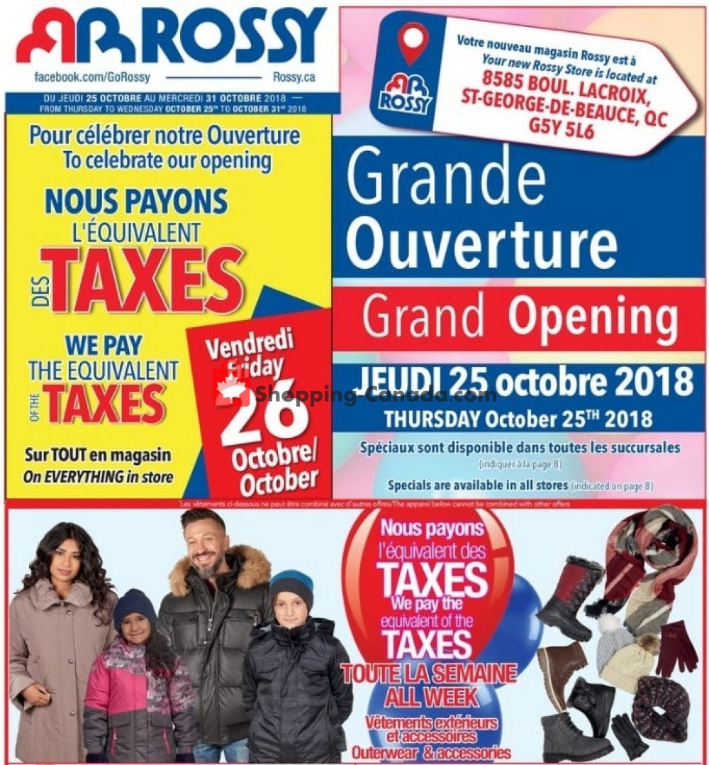 Rossy flyer from Thursday October 25, 2018 to Wednesday October 31, 2018 - page 1
