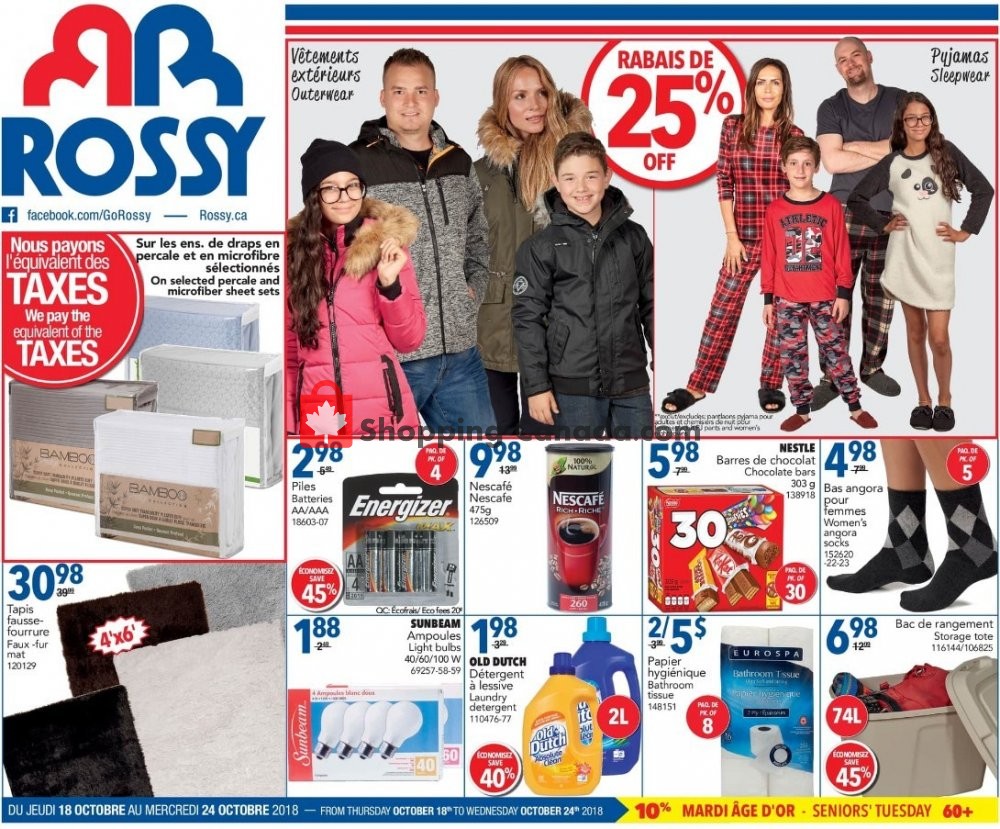 Rossy flyer from Thursday October 18, 2018 to Wednesday October 24, 2018 - page 1