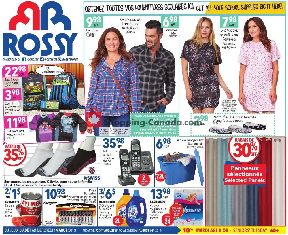 Rossy flyer from Thursday August 8, 2019 to Wednesday August 14, 2019 - page 1