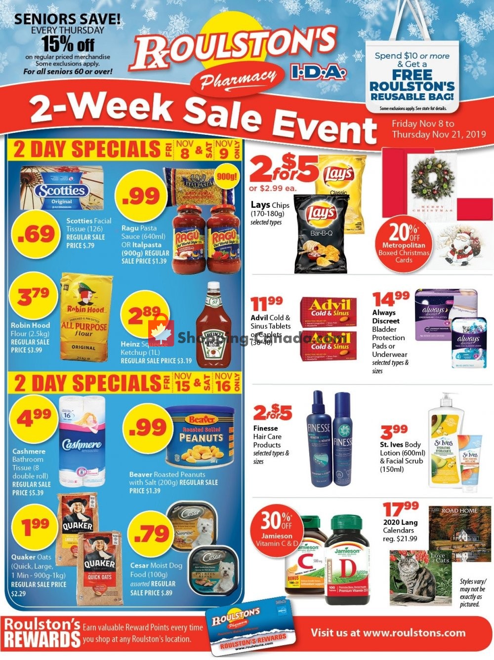 Roulston's Pharmacy flyer from Friday November 8, 2019 to Thursday November 21, 2019 - page 1