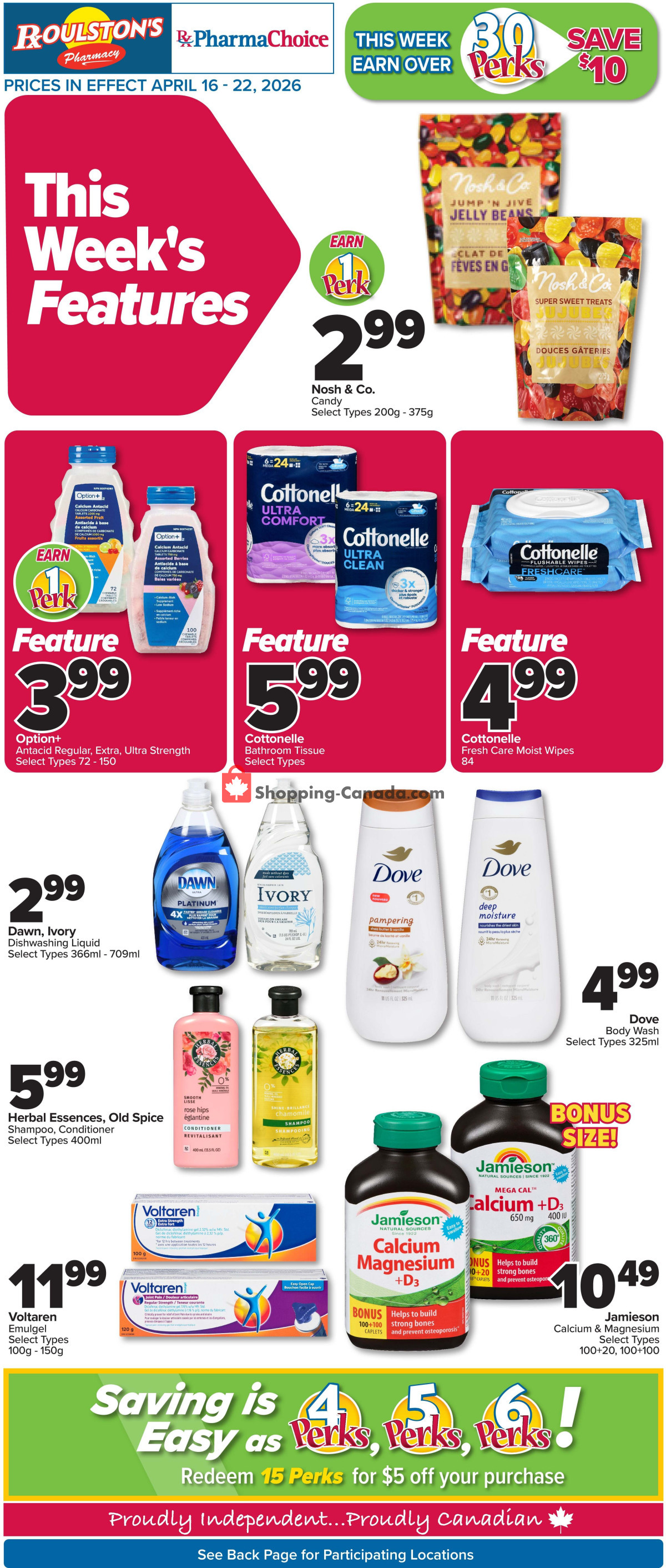 Roulston's Pharmacy flyer from Thursday April 16, 2026 to Wednesday April 22, 2026 - page 1