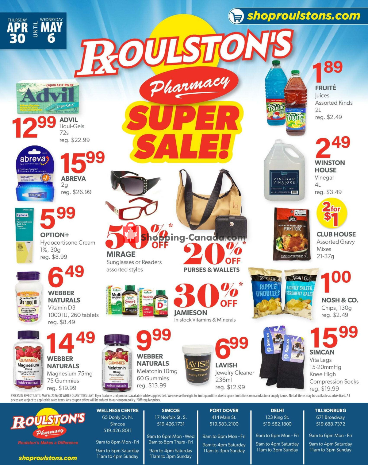 Roulston's Pharmacy flyer from Thursday April 30, 2026 to Wednesday May 6, 2026 - page 1