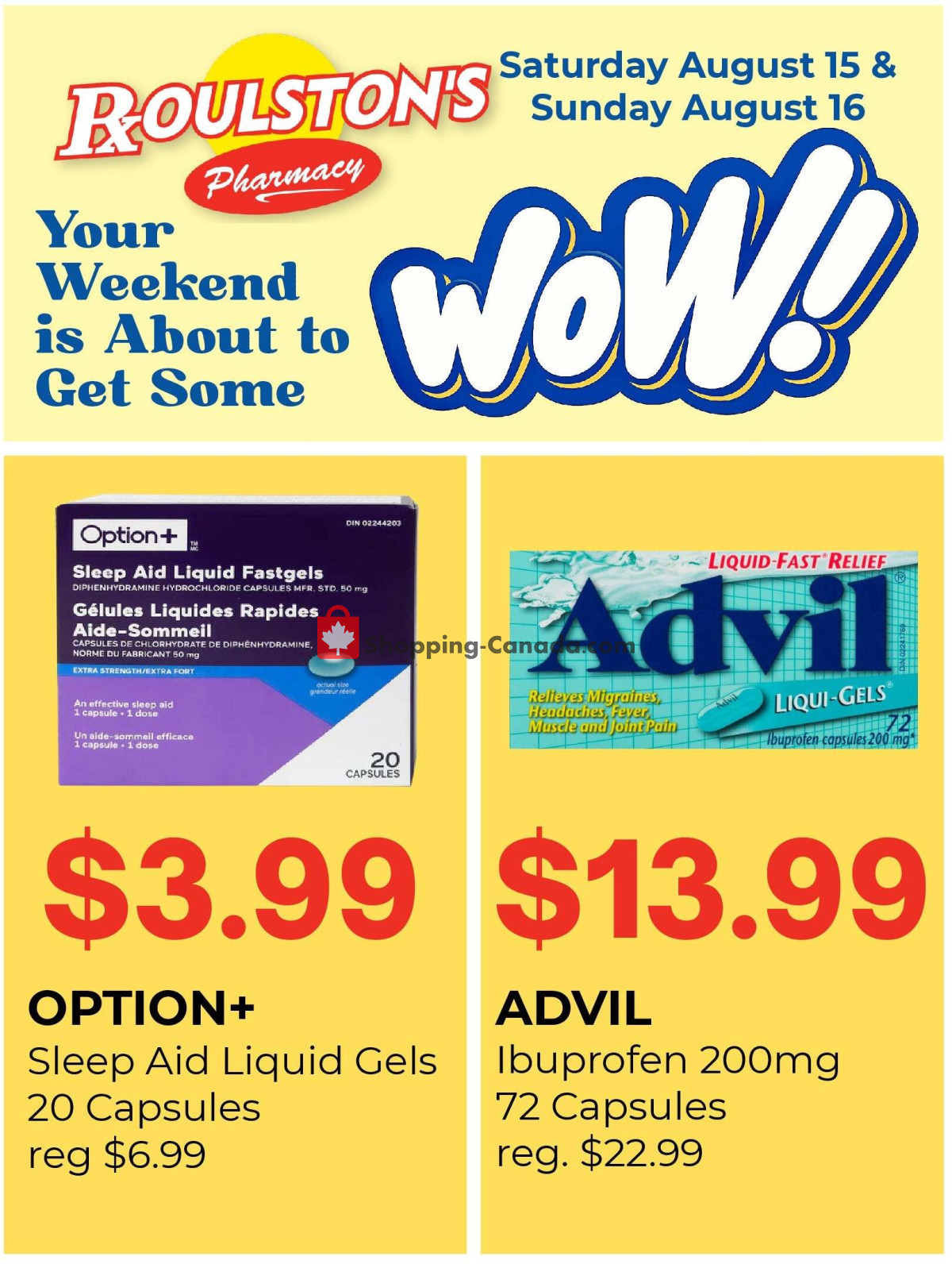 Roulston's Pharmacy flyer from Saturday August 15, 2026 to Sunday August 16, 2026 - page 1