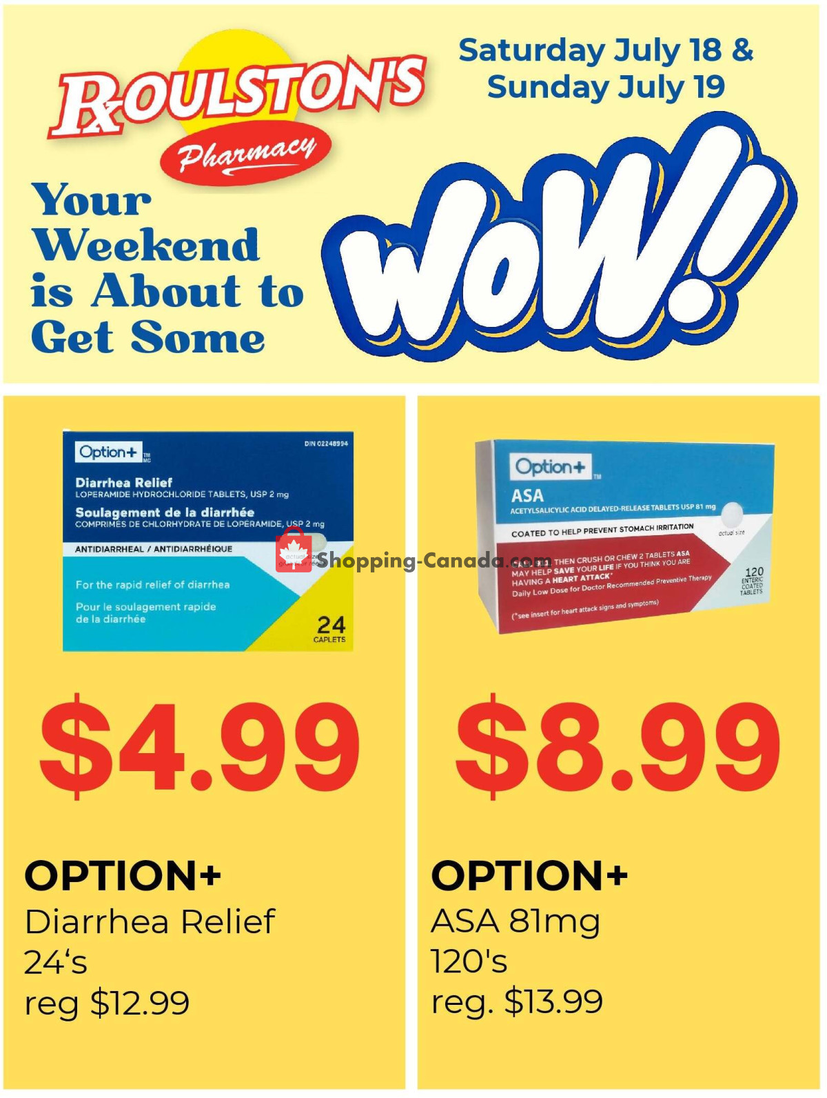 Roulston's Pharmacy flyer from Saturday July 18, 2026 to Sunday July 19, 2026 - page 1
