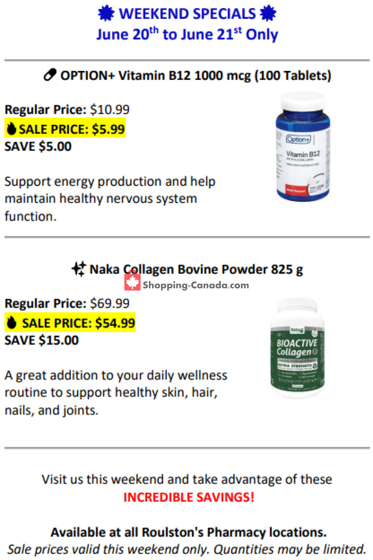 Roulston's Pharmacy flyer from Saturday June 20, 2026 to Sunday June 21, 2026 - page 1