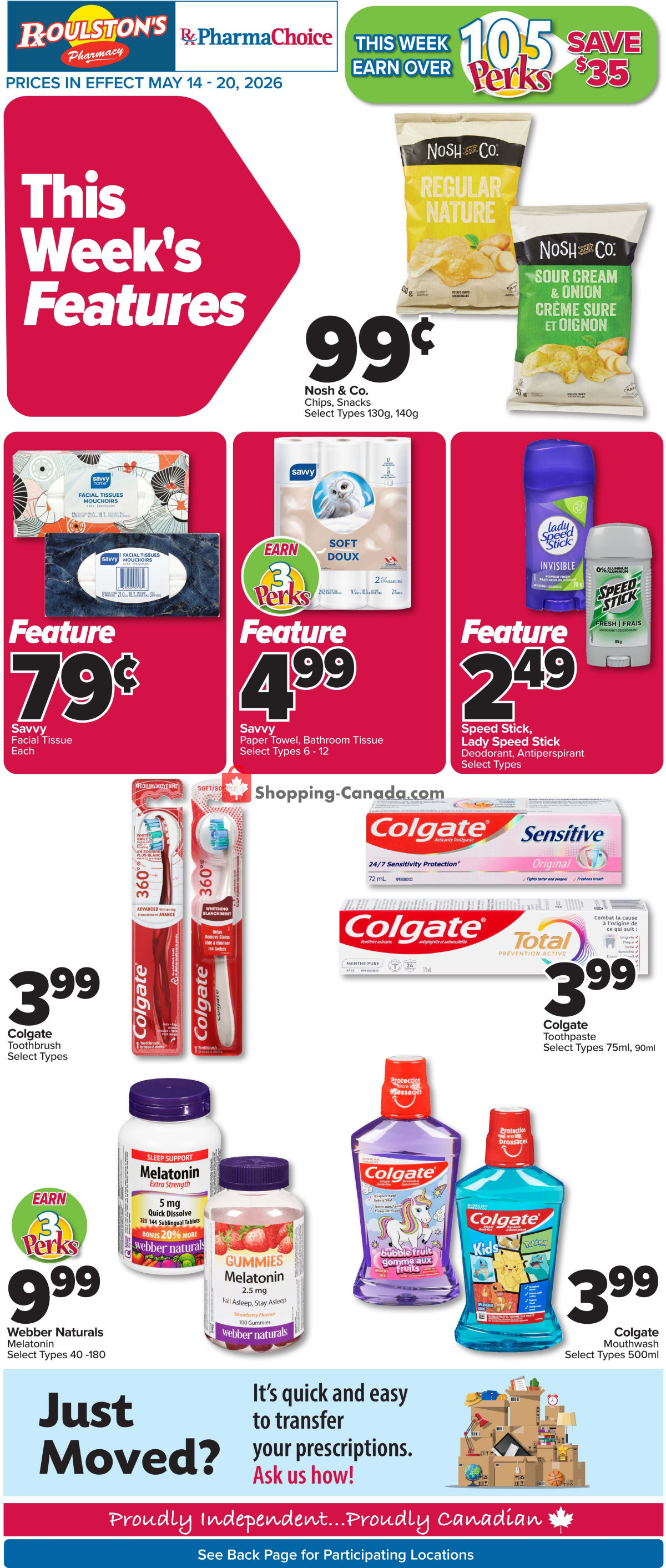 Roulston's Pharmacy flyer from Thursday May 14, 2026 to Wednesday May 20, 2026 - page 1