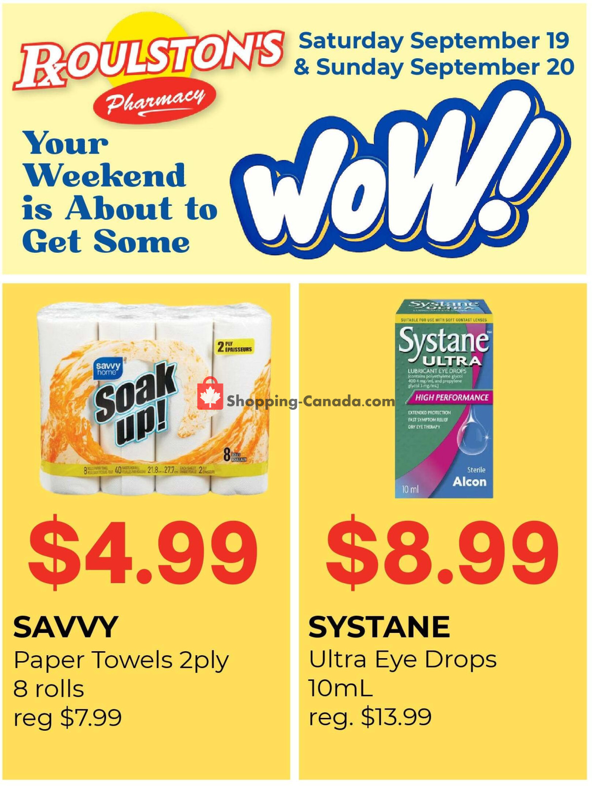 Roulston's Pharmacy flyer from Saturday September 19, 2026 to Sunday September 20, 2026 - page 1