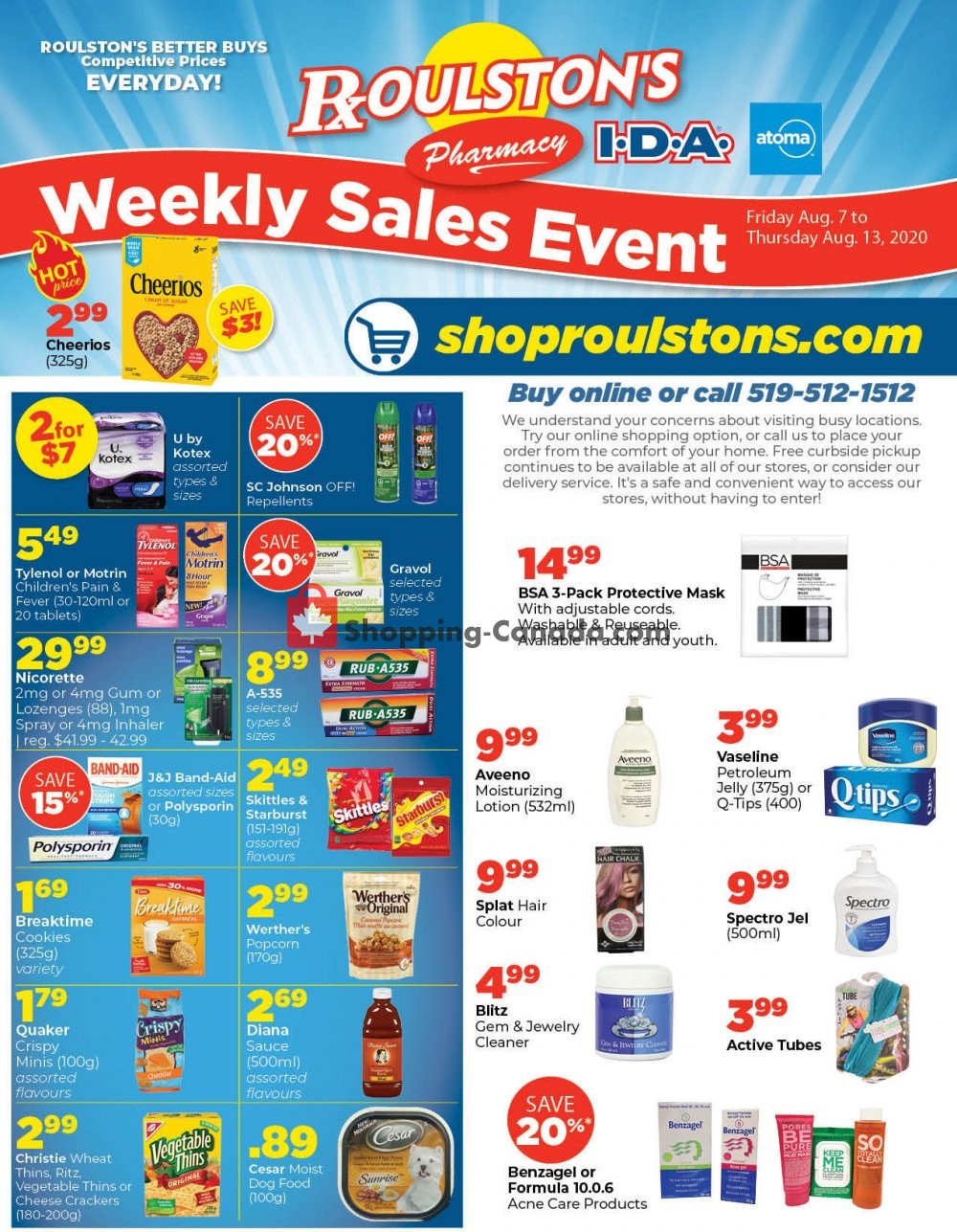 Roulston's Pharmacy flyer from Friday August 7, 2020 to Thursday August 13, 2020 - page 1