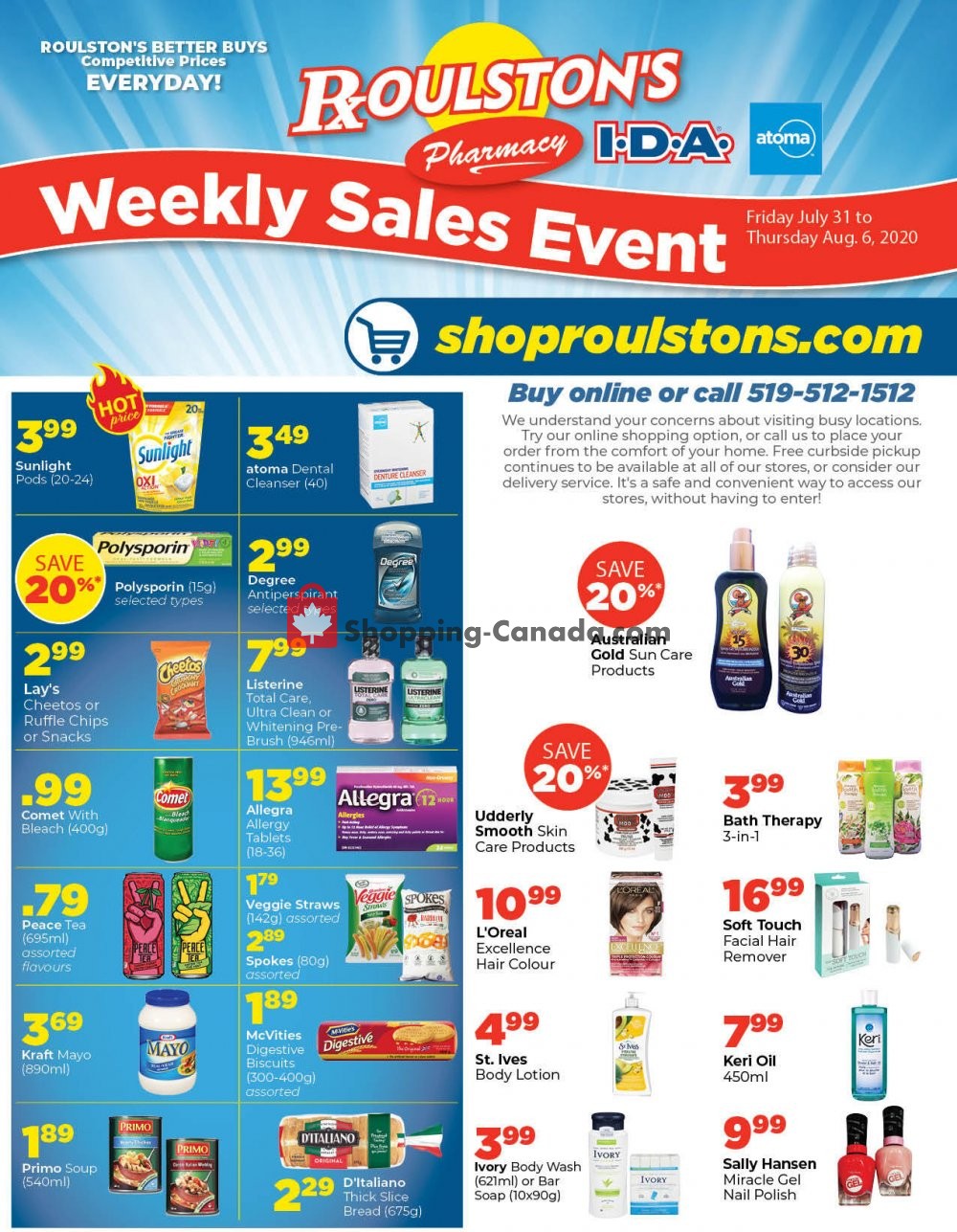 Roulston's Pharmacy flyer from Friday July 31, 2020 to Thursday August 6, 2020 - page 1