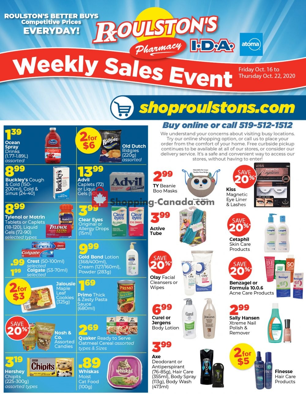 Roulston's Pharmacy flyer from Friday October 16, 2020 to Thursday October 22, 2020 - page 1