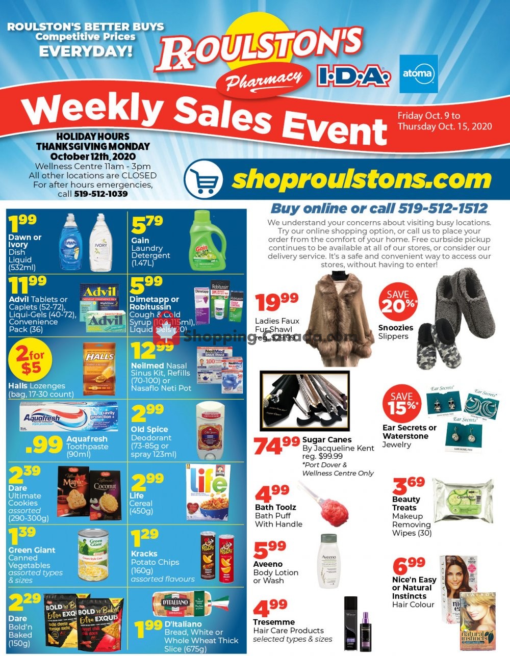 Roulston's Pharmacy flyer from Friday October 9, 2020 to Thursday October 15, 2020 - page 1