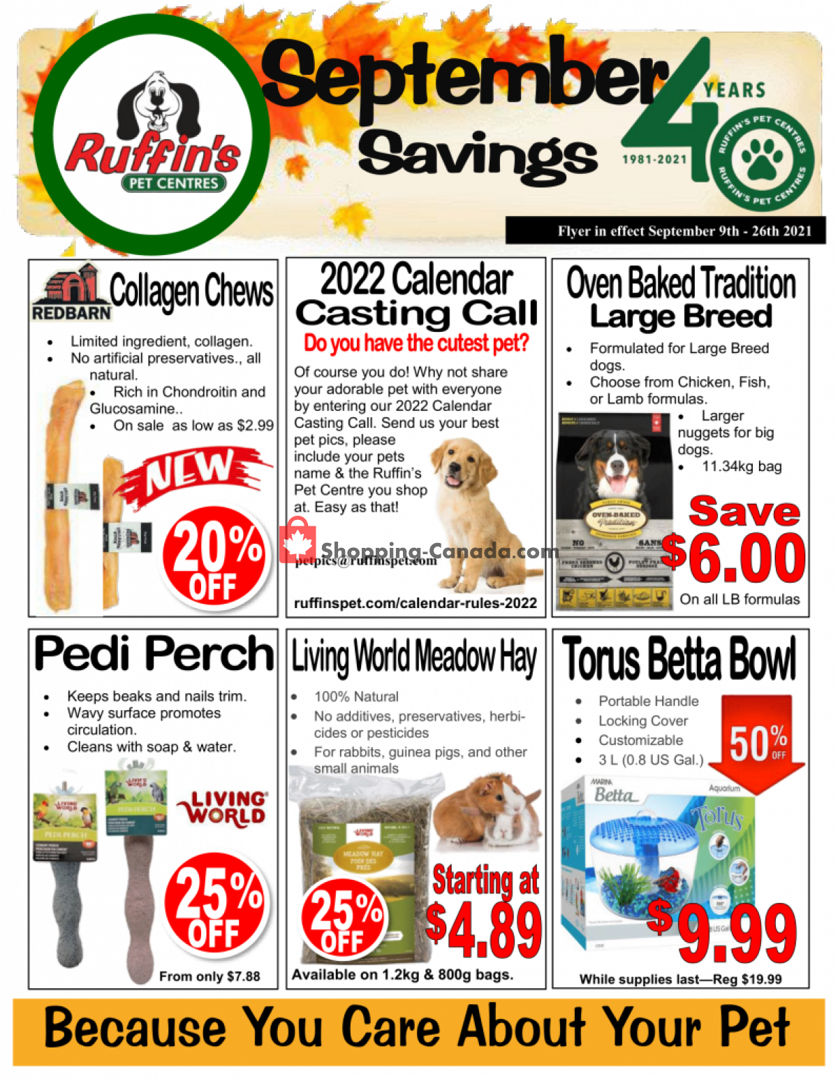 Ruffin's Pet Centre flyer from Thursday September 9, 2021 to Sunday September 26, 2021 - page 1