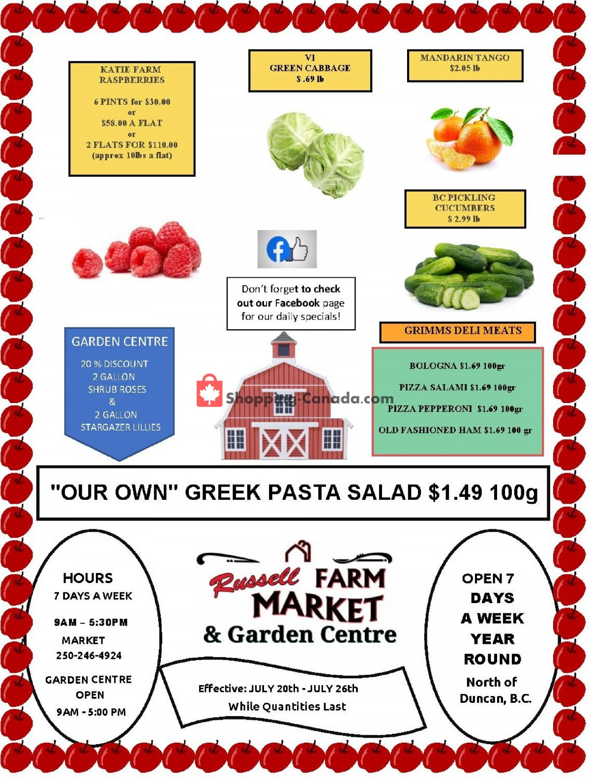 Russell Farm Market flyer from Tuesday July 20, 2021 to Monday July 26, 2021 - page 1