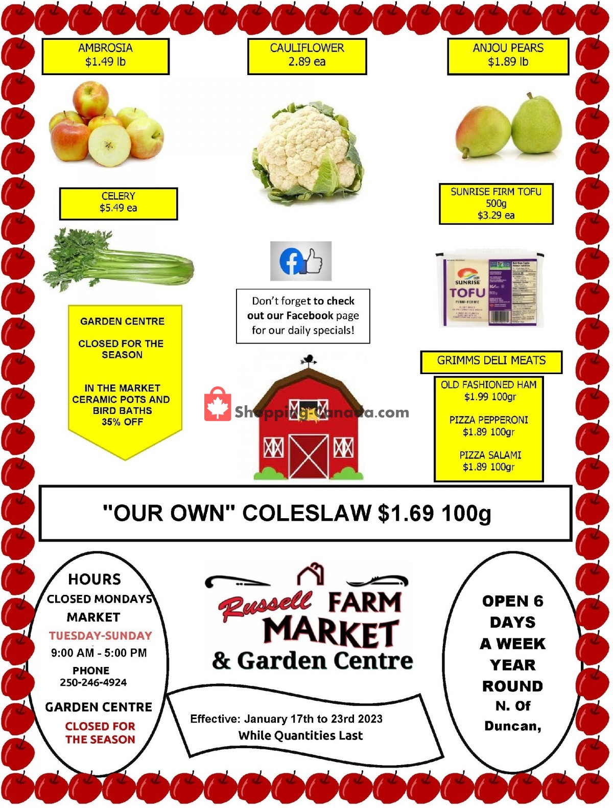 Russell Farm Market flyer from Tuesday January 17, 2023 to Monday January 23, 2023 - page 1