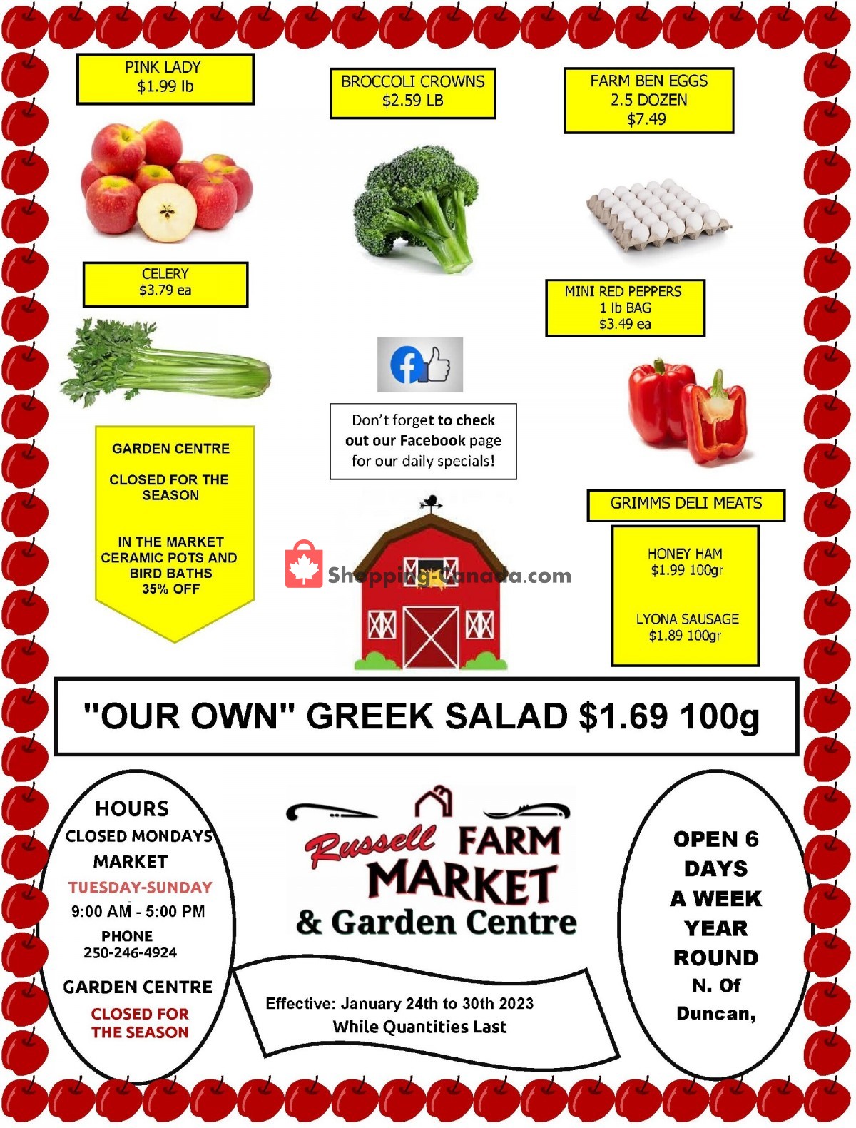 Russell Farm Market flyer from Tuesday January 24, 2023 to Monday January 30, 2023 - page 1
