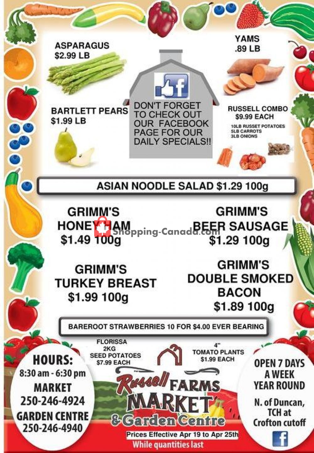 Russell Farm Market flyer from Friday April 19, 2019 to Thursday April 25, 2019 - page 1