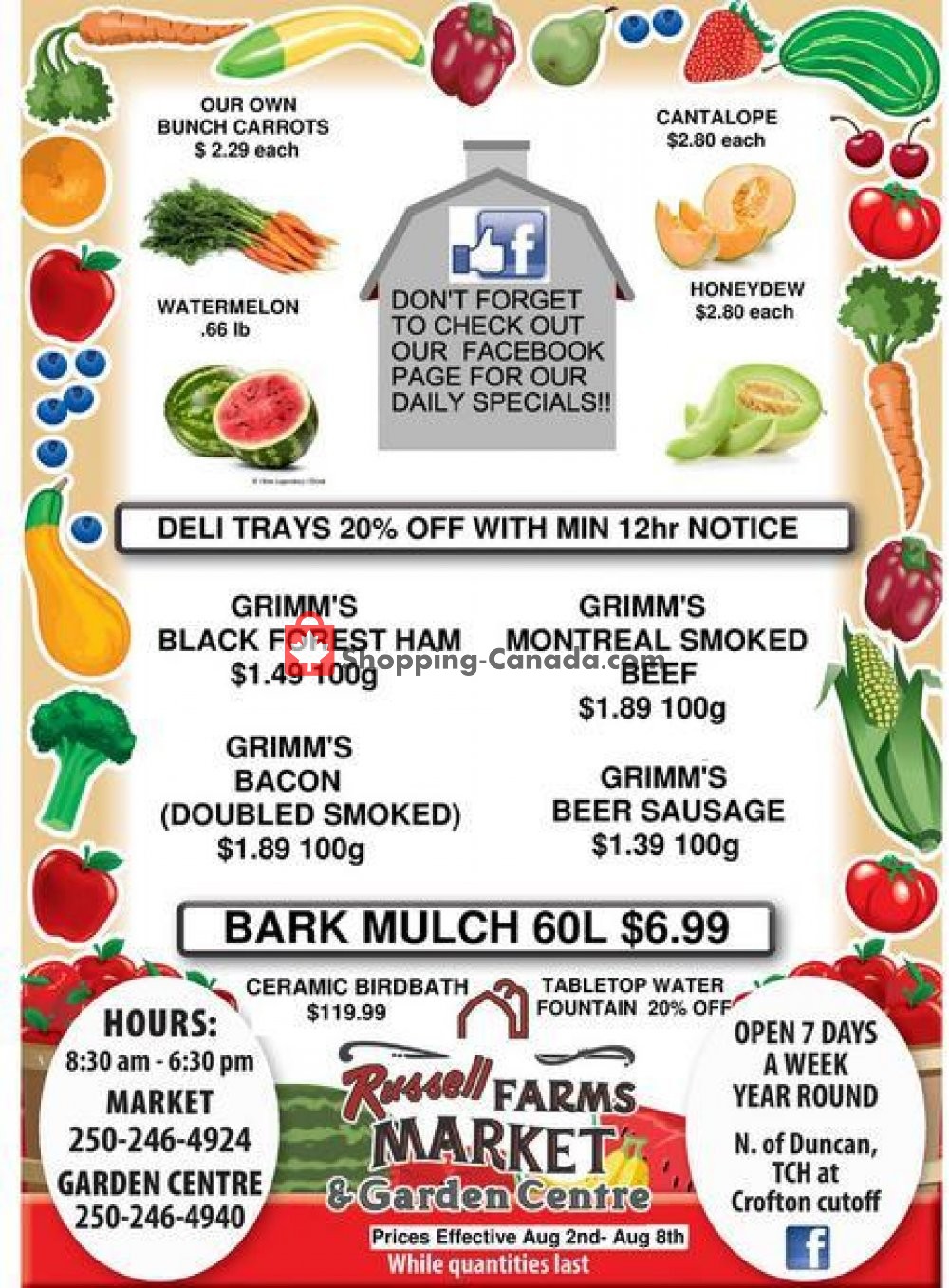 Russell Farm Market flyer from Friday August 2, 2019 to Thursday August 8, 2019 - page 1
