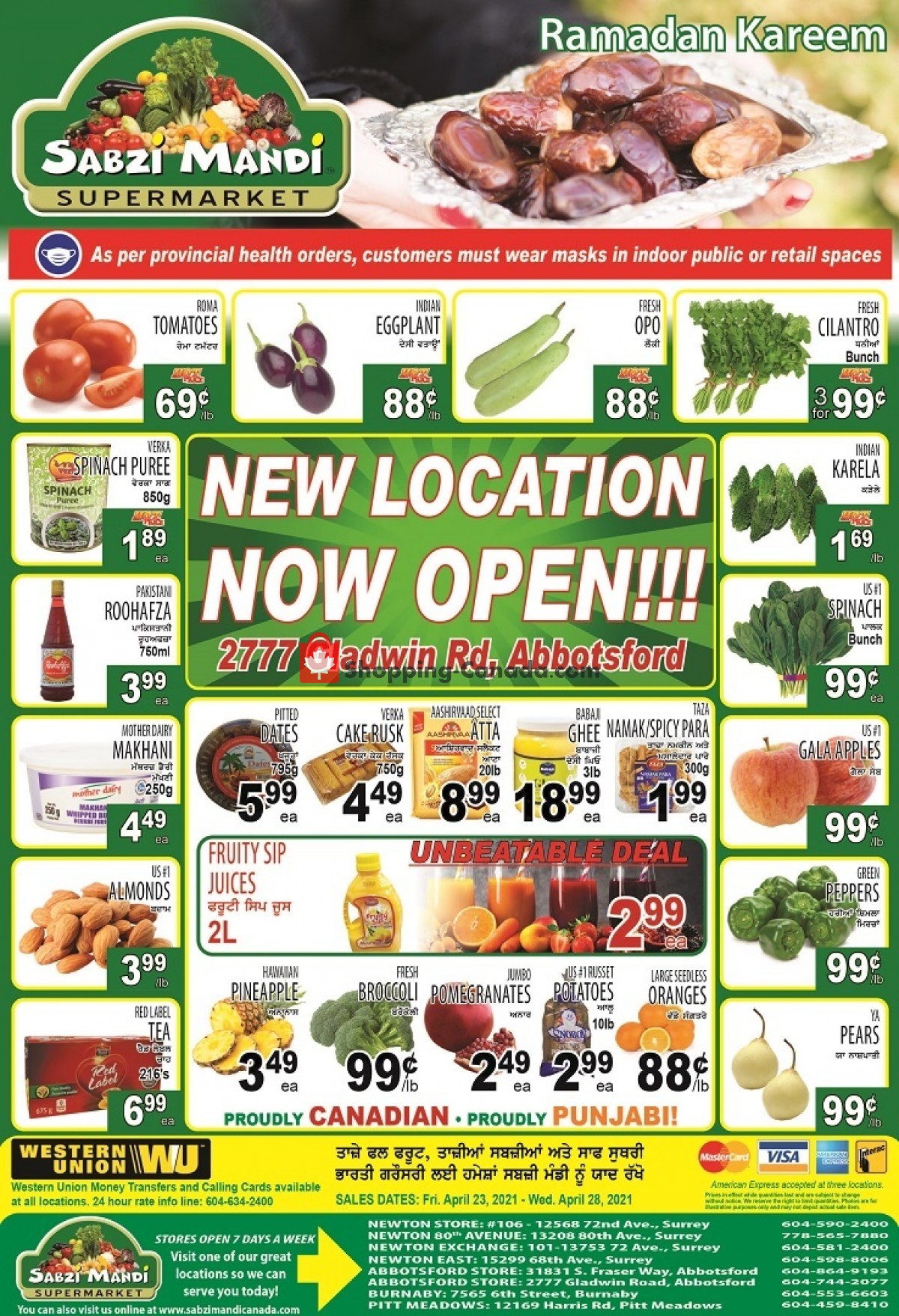 Sabzi Mandi Supermarket flyer from Friday April 23, 2021 to Wednesday April 28, 2021 - page 1