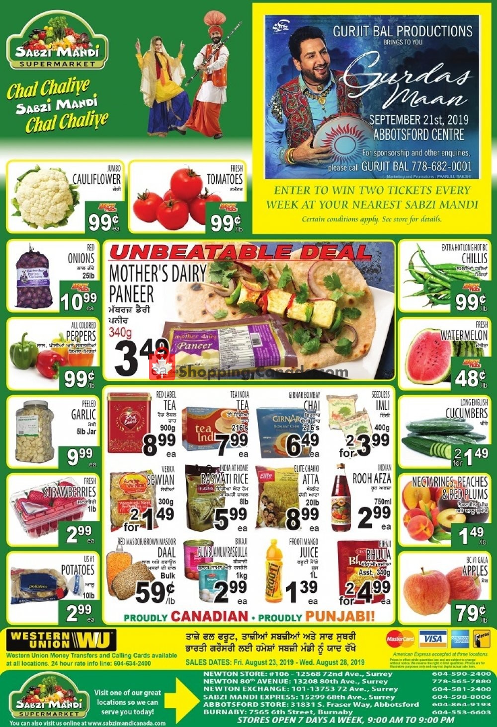Sabzi Mandi Supermarket flyer from Friday August 23, 2019 to Wednesday August 28, 2019 - page 1