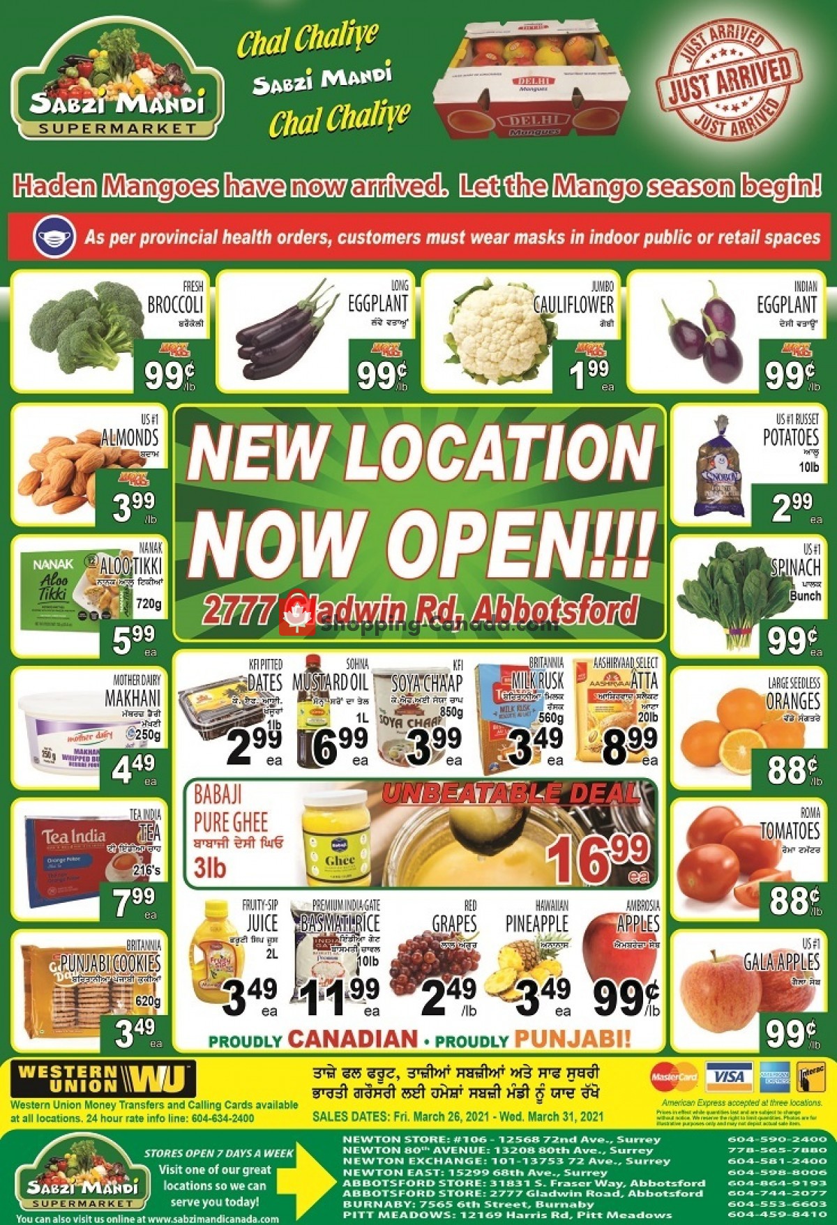 Sabzi Mandi Supermarket flyer from Friday March 26, 2021 to Wednesday March 31, 2021 - page 1