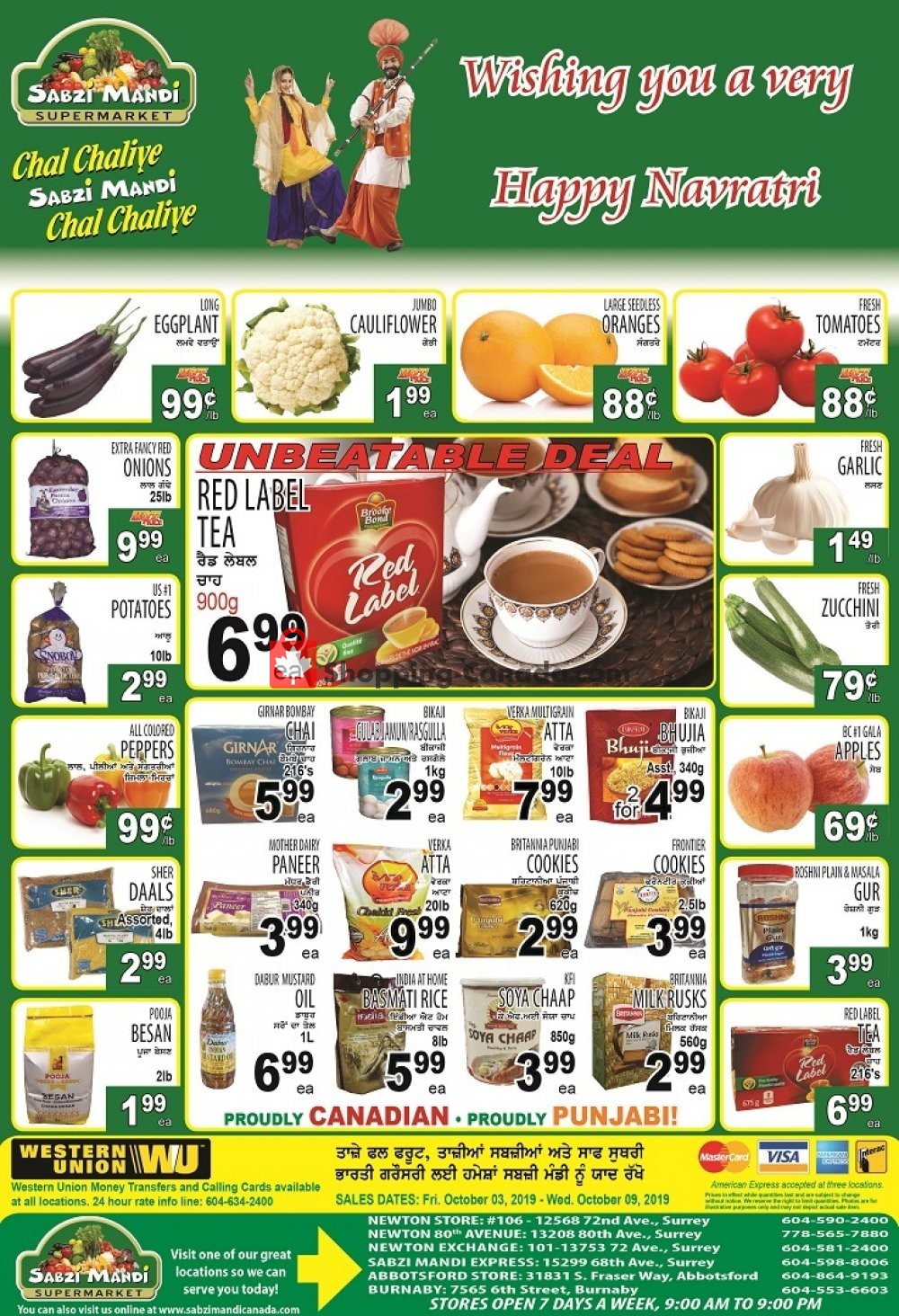 Sabzi Mandi Supermarket flyer from Thursday October 3, 2019 to Wednesday October 9, 2019 - page 1