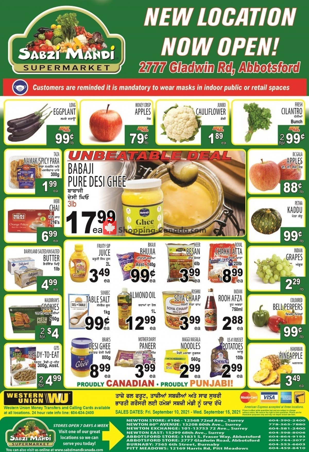 Sabzi Mandi Supermarket flyer from Friday September 10, 2021 to Wednesday September 15, 2021 - page 1