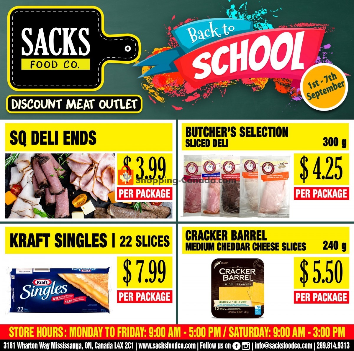 Sack Food Co. Canada, flyer (Back To School) September 1 September
