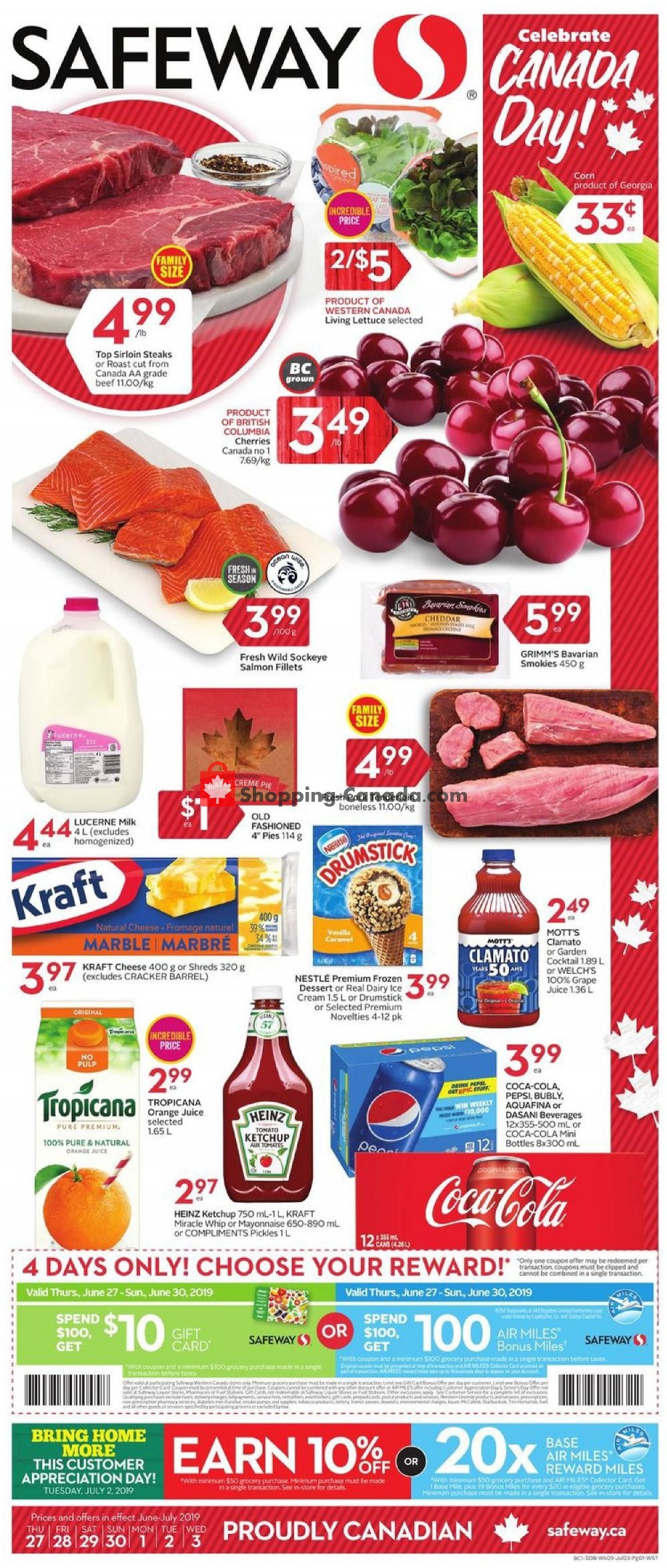 Safeway flyer from Thursday June 27, 2019 to Wednesday July 3, 2019 - page 1