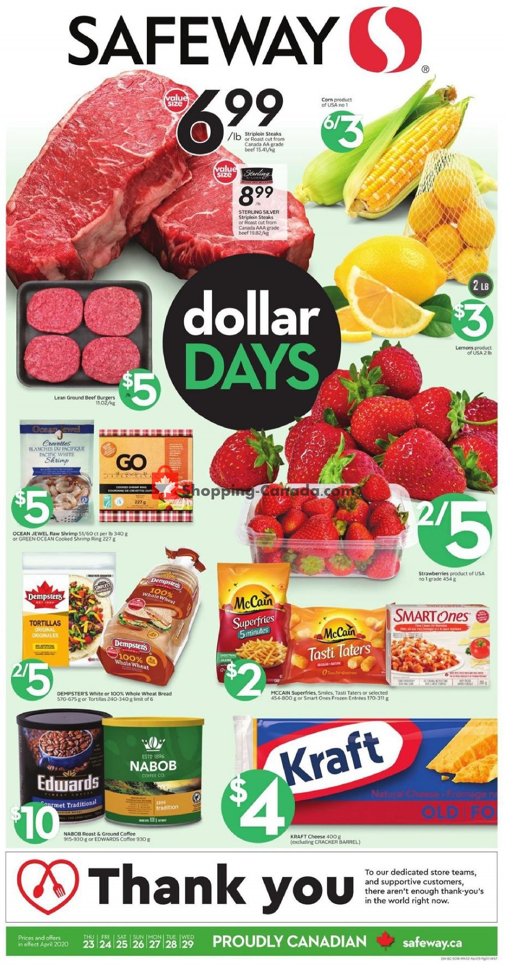 Safeway flyer from Thursday April 23, 2020 to Wednesday April 29, 2020 - page 1